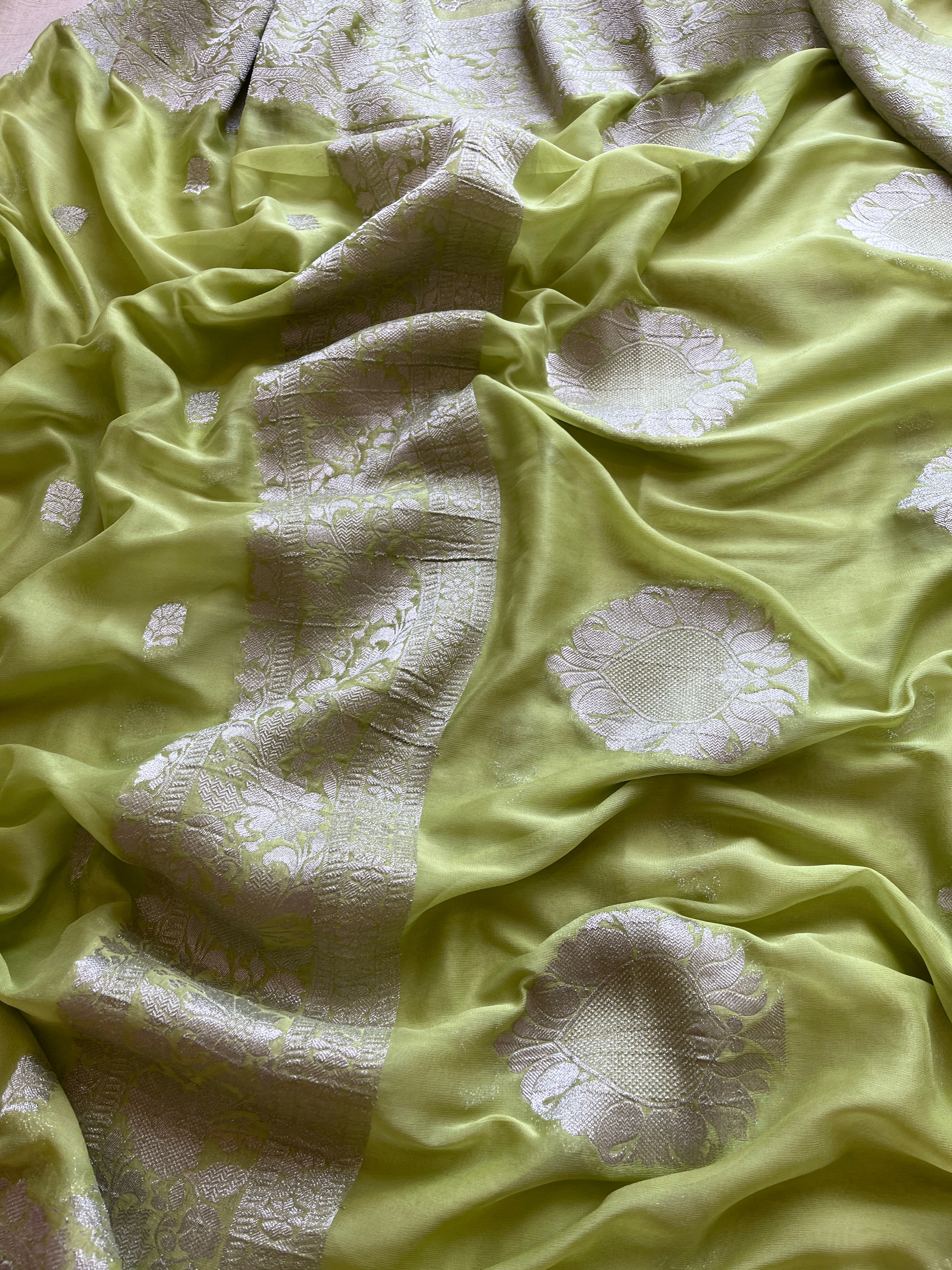 Green Chiffon Saree